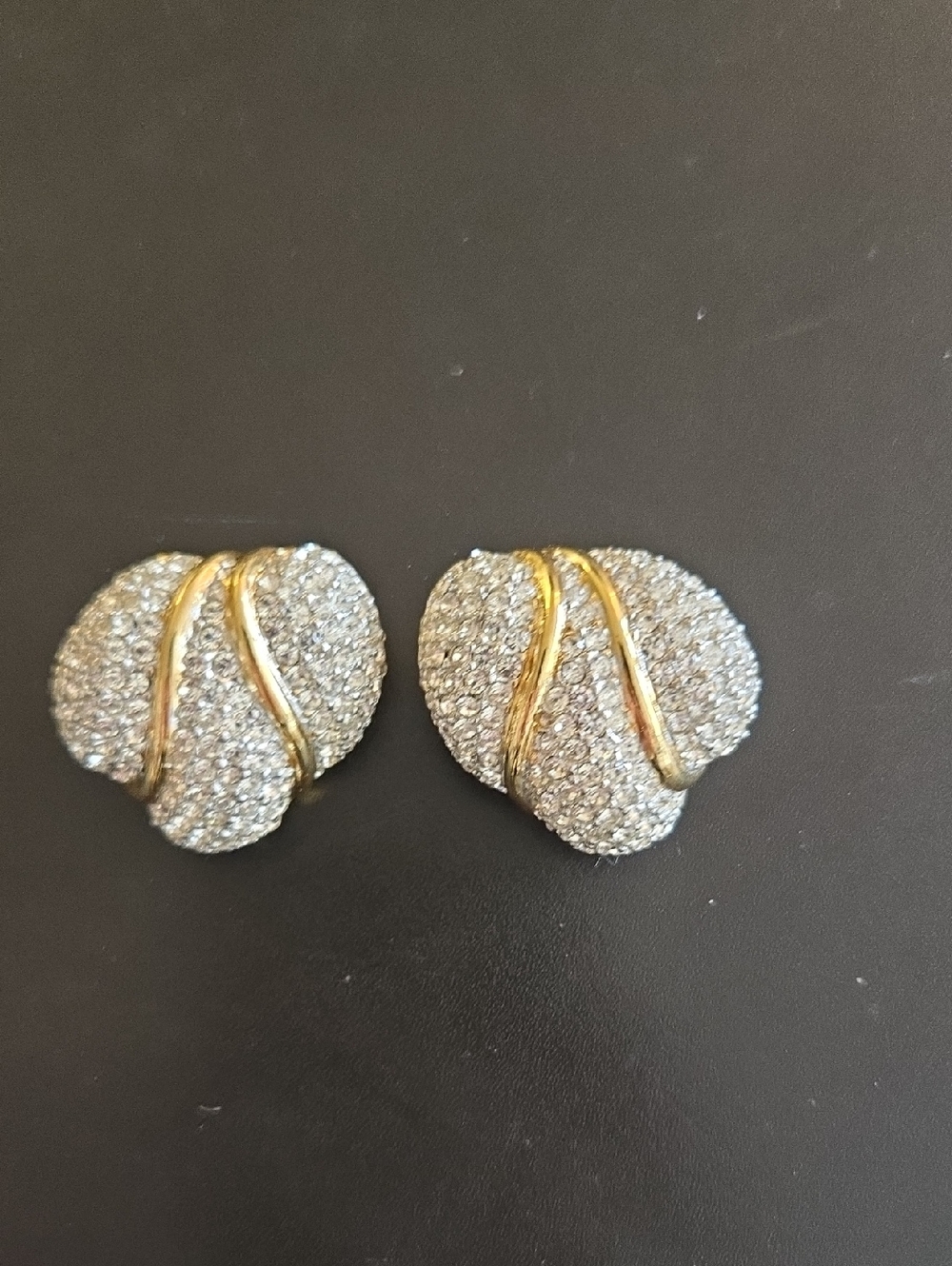 Beautiful pave crystal earrings with gold accent trim